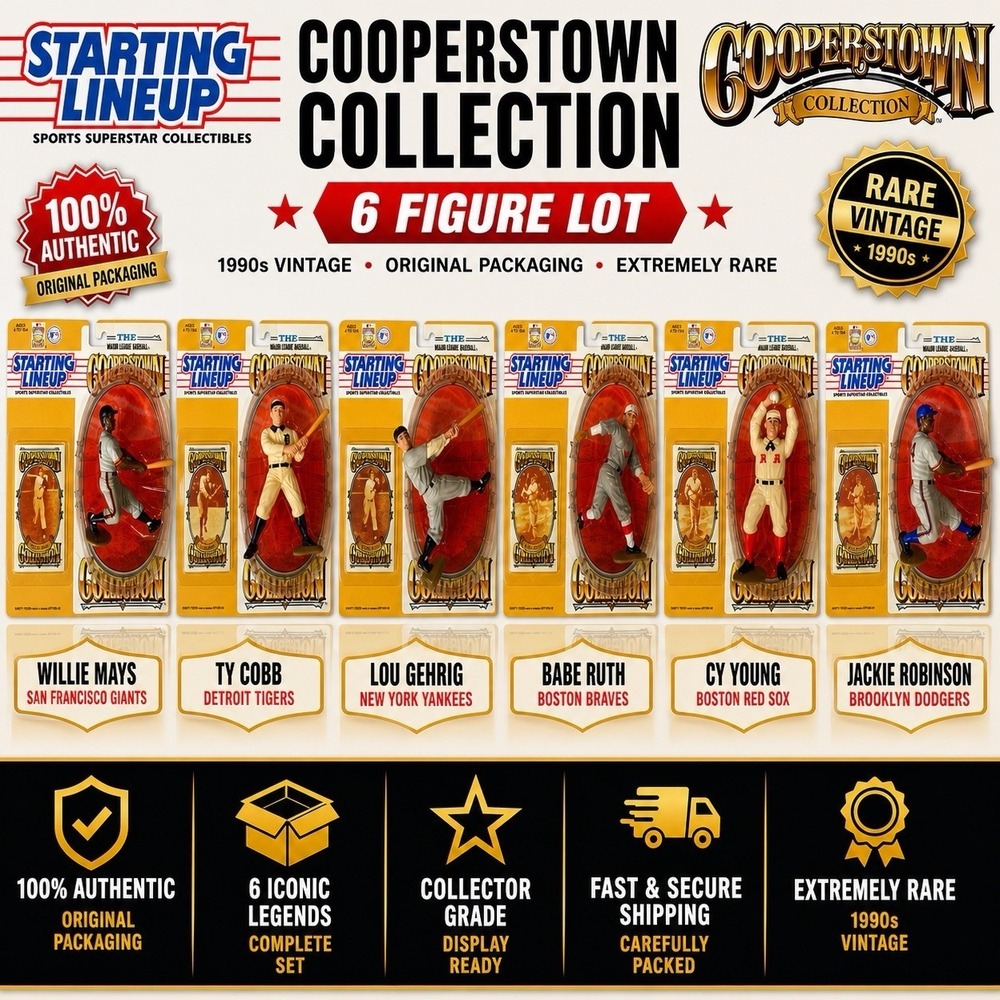 Vintage‎ 1994 Kenner Starting Lineup Cooperstown Collection 6-Pack HOF Legends!
